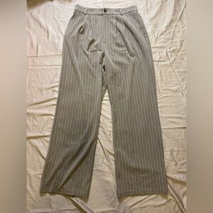 Reformation Gray Pinstripe Wide Leg Pants
